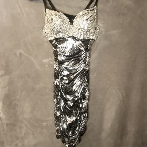 Seduction Sequin Fitted Party Dress Black
